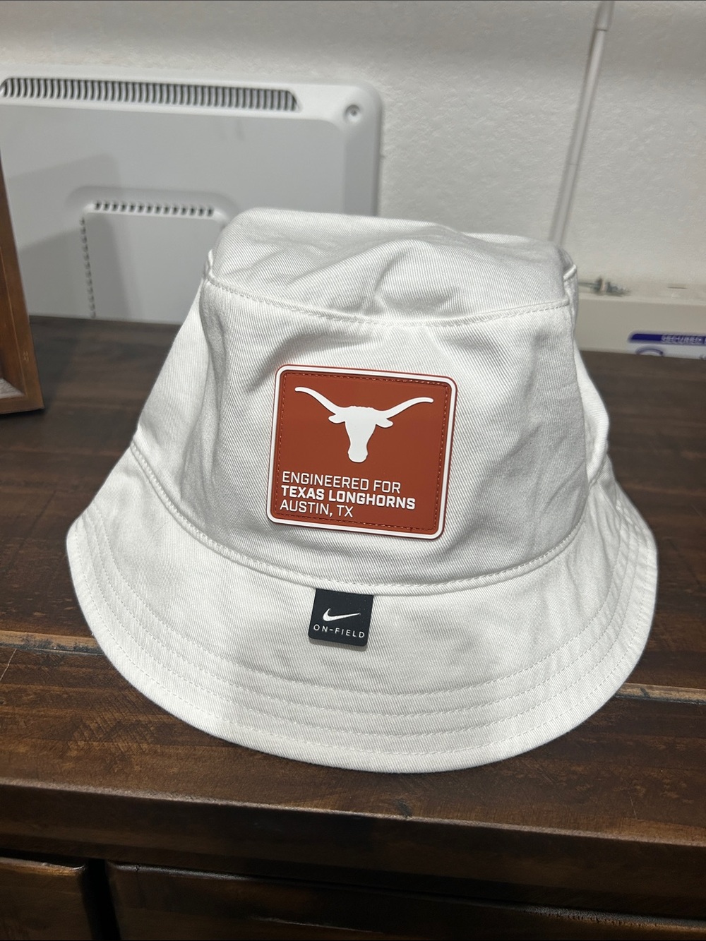 Nike White Bucket Hat with Burnt Orange Longhorn Patch